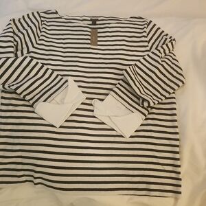J. Crew Black and White Striped Jersey Top